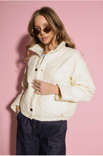 KURTKA DAMSKA PIKOWANA | KREMOWA