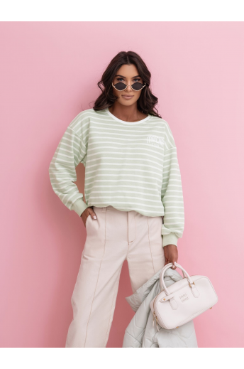BLUZA DAMSKA BEZ KAPTURA W PASKI | MATCHA