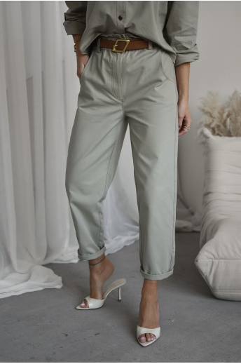 SPODNIE JEANS O SZERSZYM KROJU | KHAKI