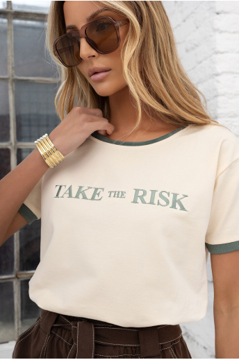 T-SHIRT TAKE THE RISK | BEŻOWY